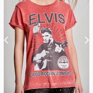 Recycled Karma Red Elvis Graphic Women’s T-Shirt